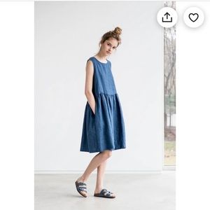 Notperfectlinen smock dress in BLACK